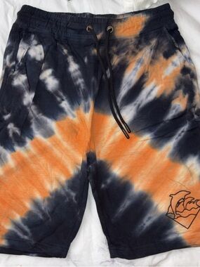 Pink Dolphin Tie-Dye Orange & Black Drawstring Shorts